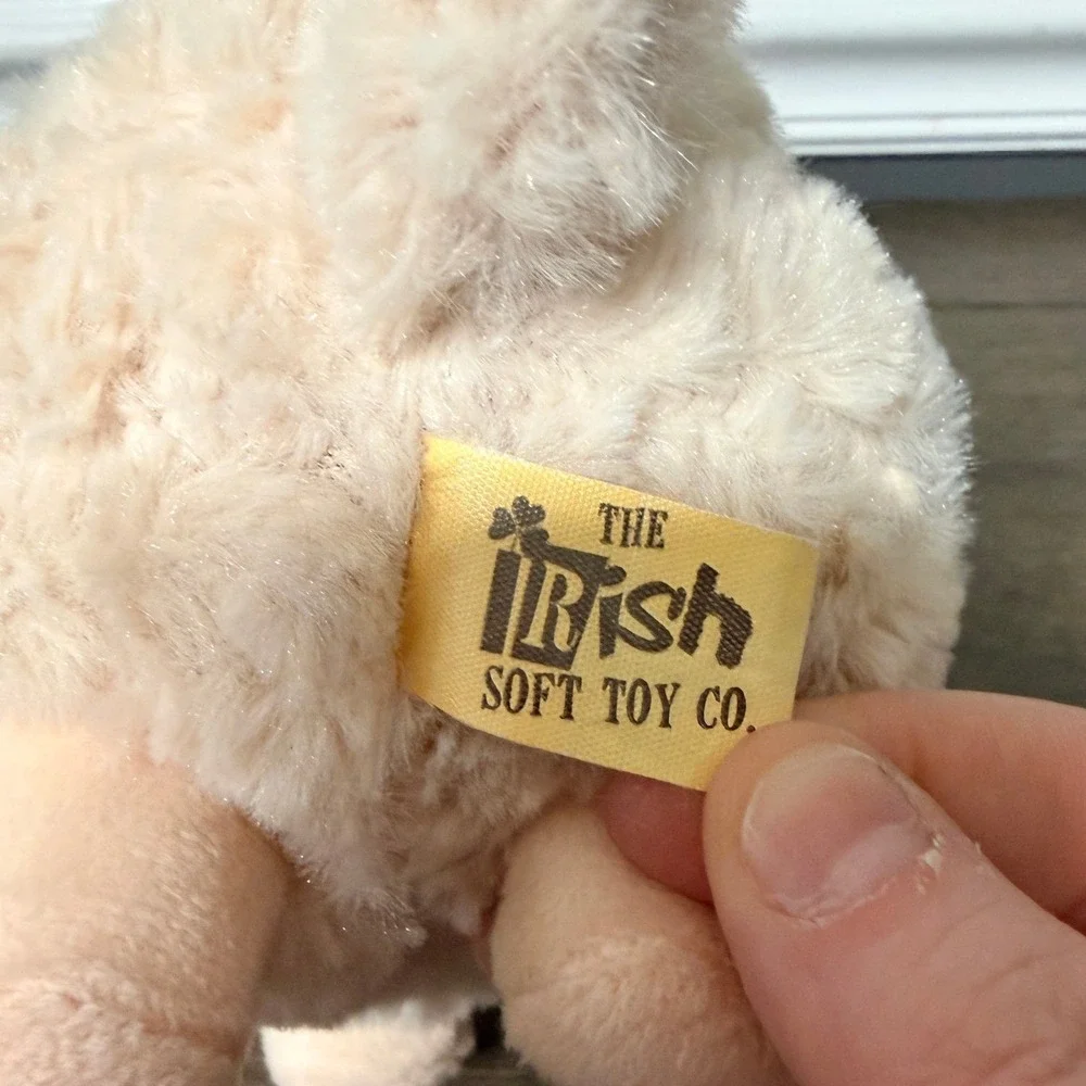 The Irish Soft Toy Co Sheep‎ Plush Cream Stuffed Animal Ireland Green Ribbon